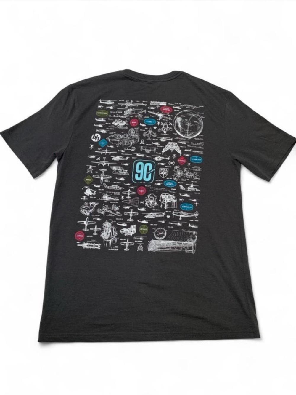Bell Helicopter 90 Years Anniversary Logo Men's Crewneck T-Shirt in Charcoal Med